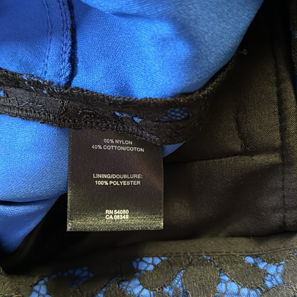 Robert Rodriquez Black Eyelash Lace Cobalt Blue High Waist Cropped Capri 8 NEW - Picture 10 of 13